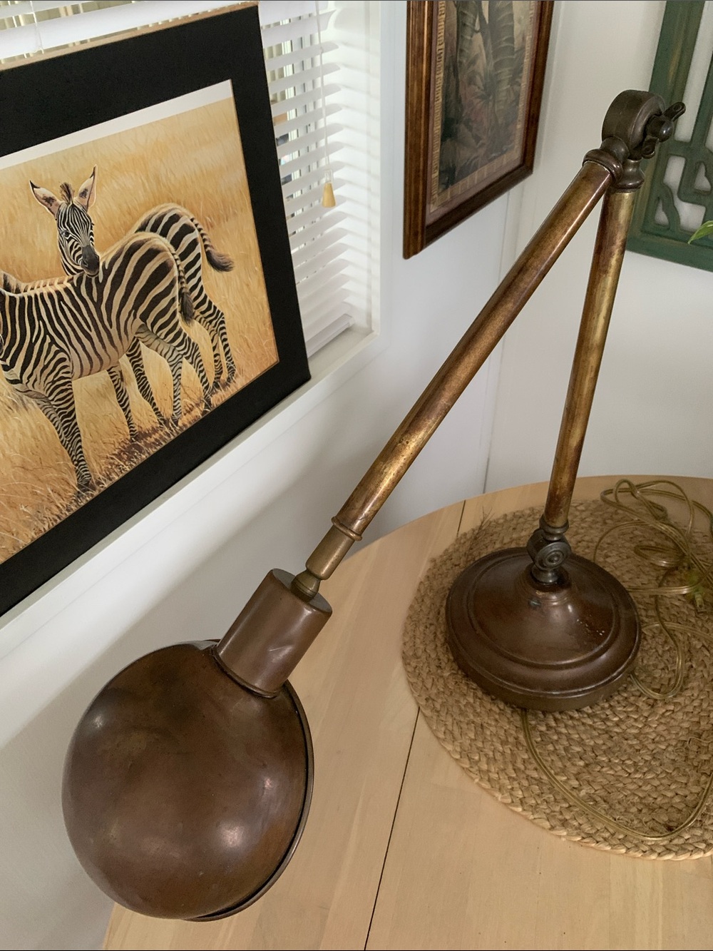 VTG Brass Articulated Industrial Desktop Lamp. Old World Ralph Lauren Decor